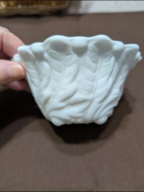 Milk Glass In Wild Rose Or Leaf Pattern